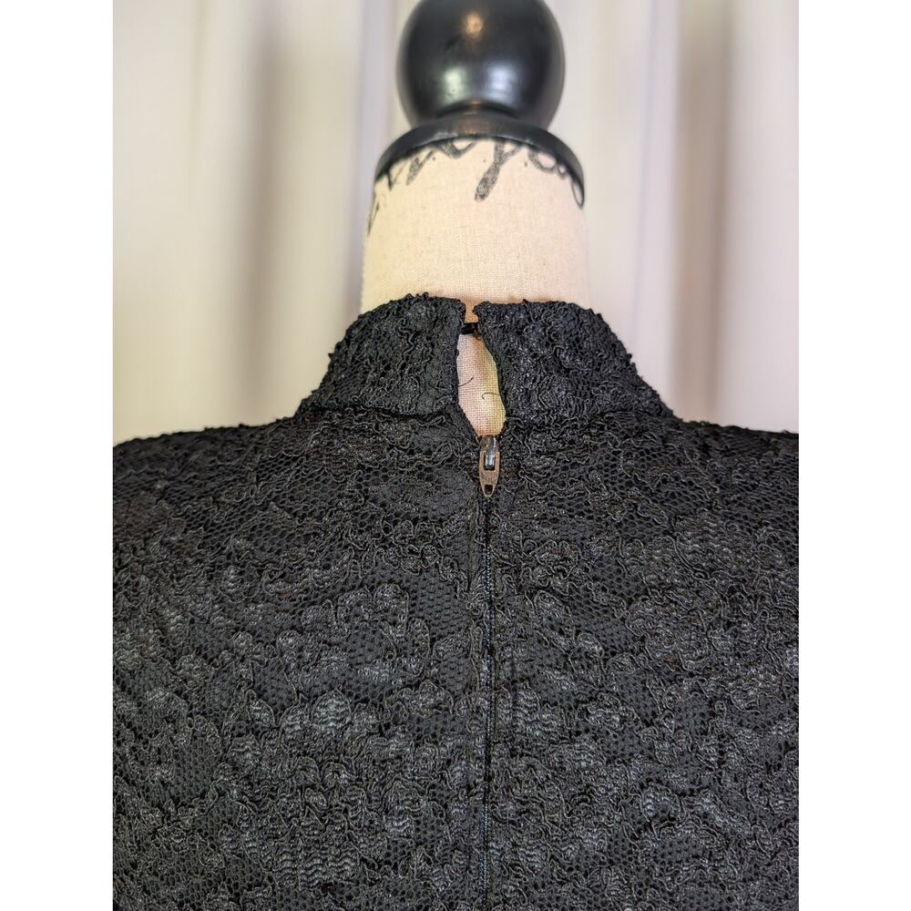 Vintage 80s Betsy & Adam Black Lace Beaded Cocktail Party Dress USA - Picture 12 of 16